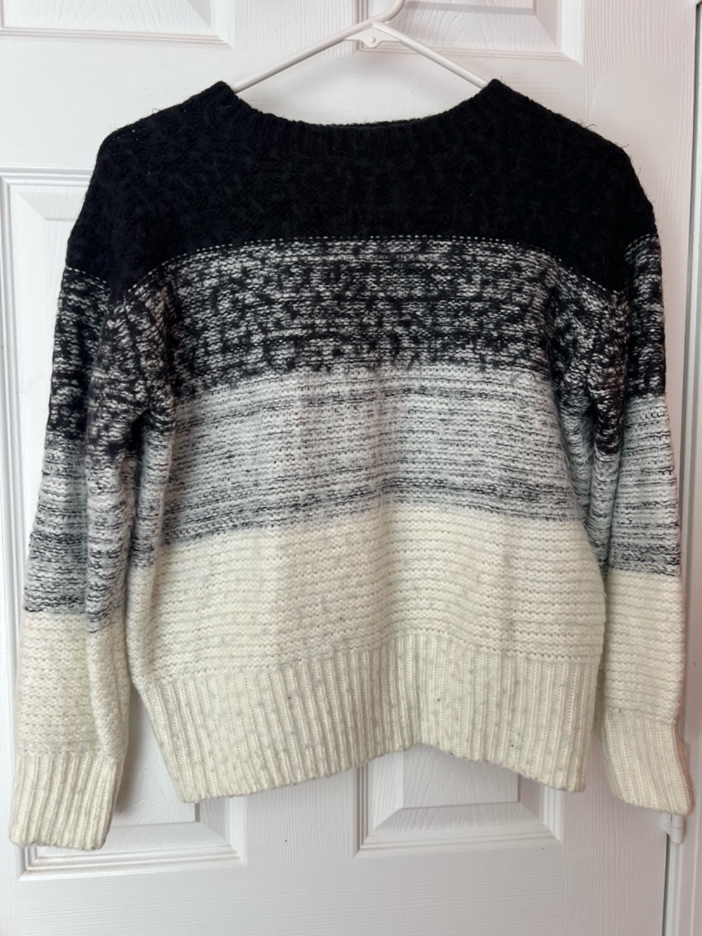 Collective Concepts Black Gray Cream Ombre Crew Sweater